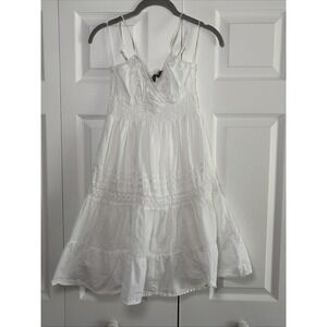 Speechless Swiss Dot Eyelet Tiered Sundress Womens Size S White Boho Cotton Y2K